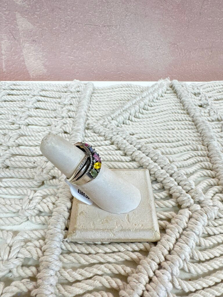 Sterling and Semi Precious Wavy Ring