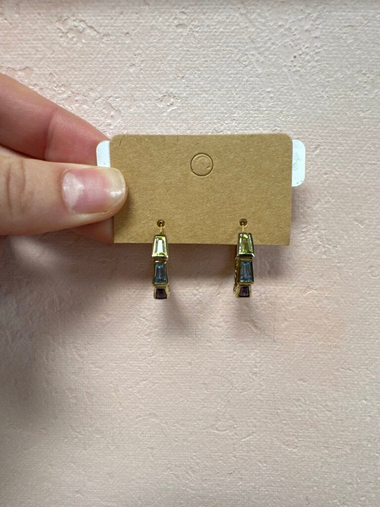 Sterling and Semi Precious Huggie Hoop