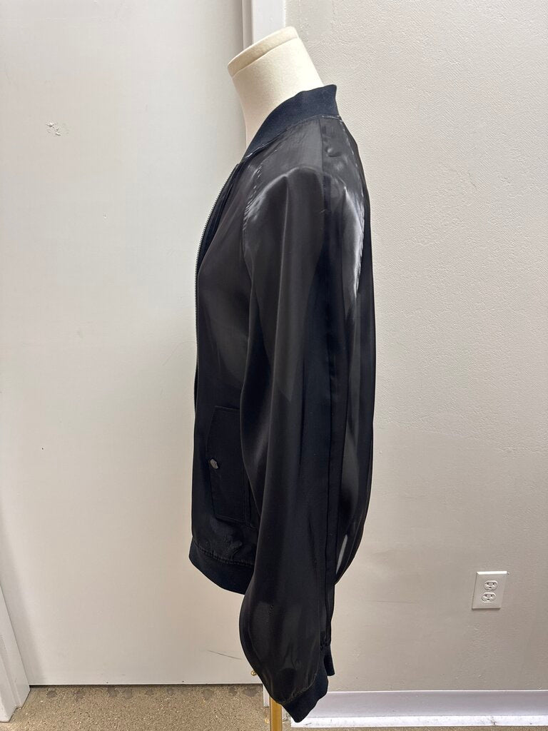 Rebecca Minkoff Black Sheer Bomber Jacket