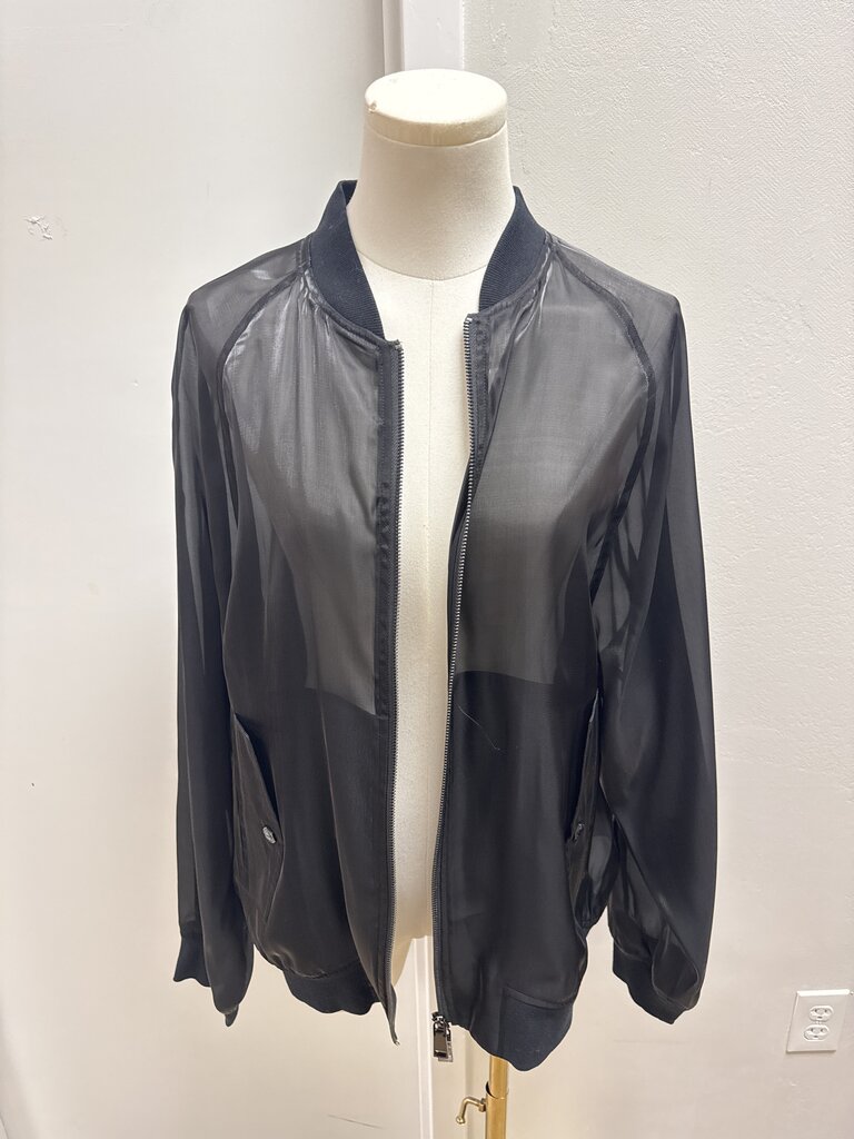 Rebecca Minkoff Black Sheer Bomber Jacket