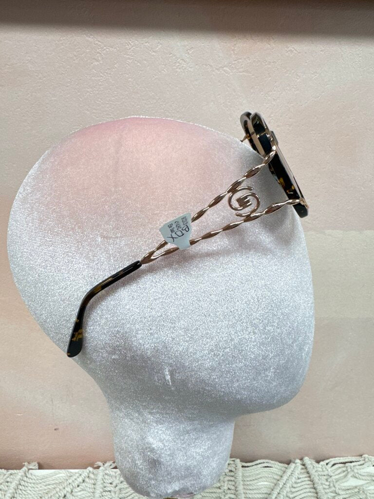 Elie Saab Tortoise Round Sunglasses NWT w/Box and Case