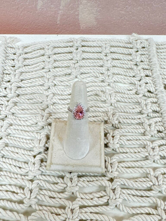 Sterling Pink Pear Ring