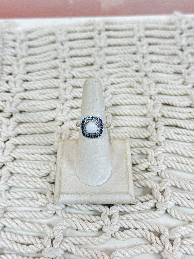 Sterling Pave and Stone Ring