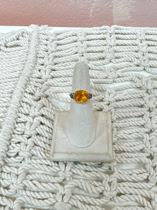 *(5)14k Bi-color Heliodor/Golden Beryl and Diamond Ring