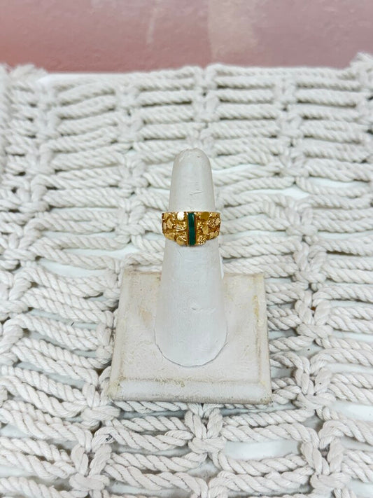 *(30)14k and Emerald Nugget Ring