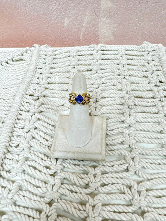 *(41)18k Yellow Gold and 14k White Gold Tanzanite and Diamond Ring
