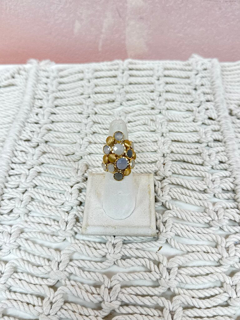 *(25)14k Diopside and Chalcedony Ring