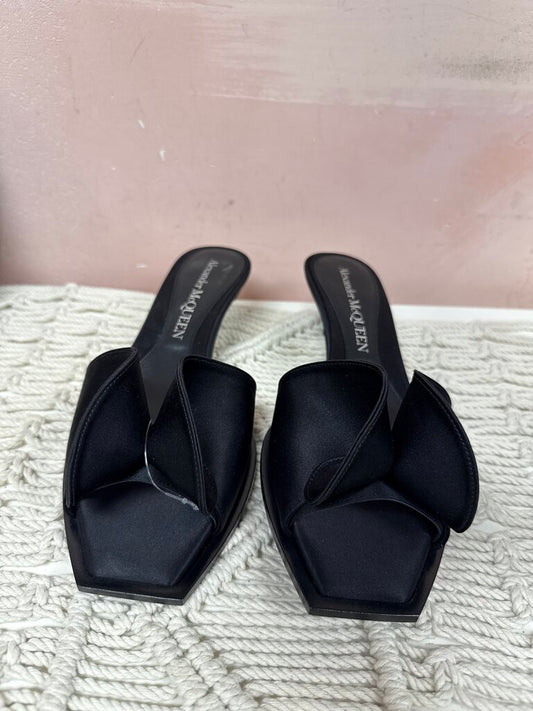 Alexander McQueen Black Silk Micro Mini Heel w/Box