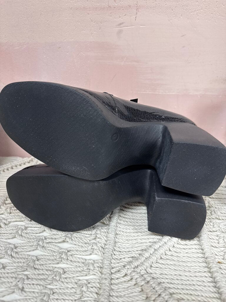Wonders Black Patent Platform Loafer