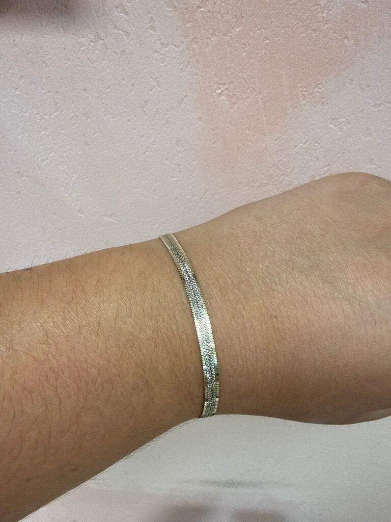 Silver Herringbone Reversible Bracelet
