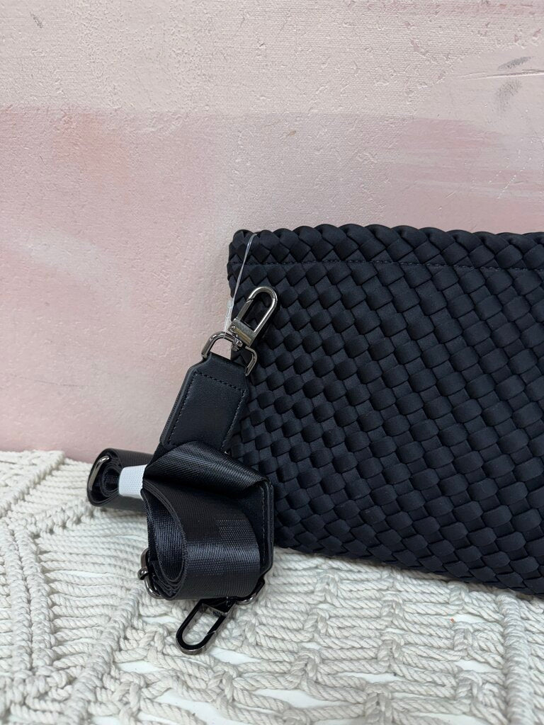 Sol and Selene Black Woven Crossbody NWT