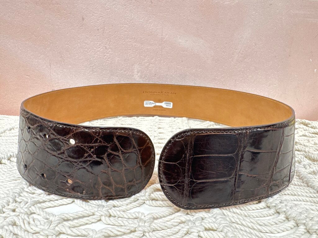Donna Karan Brown Croc Wide Belt w/Bag