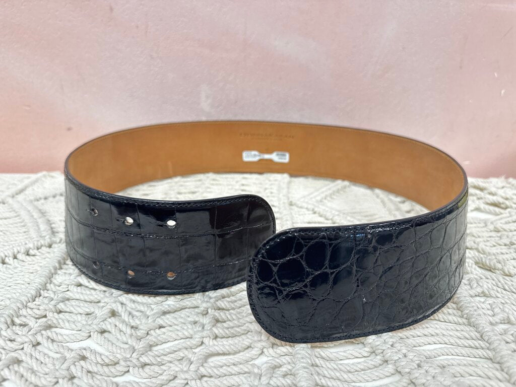 Donna Karan Black Croc Wide Belt w/Bag
