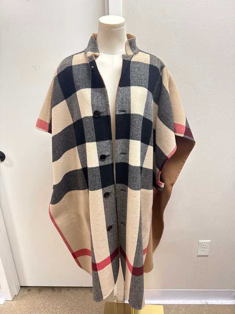Burberry Tan and Nova Check Reversible Poncho
