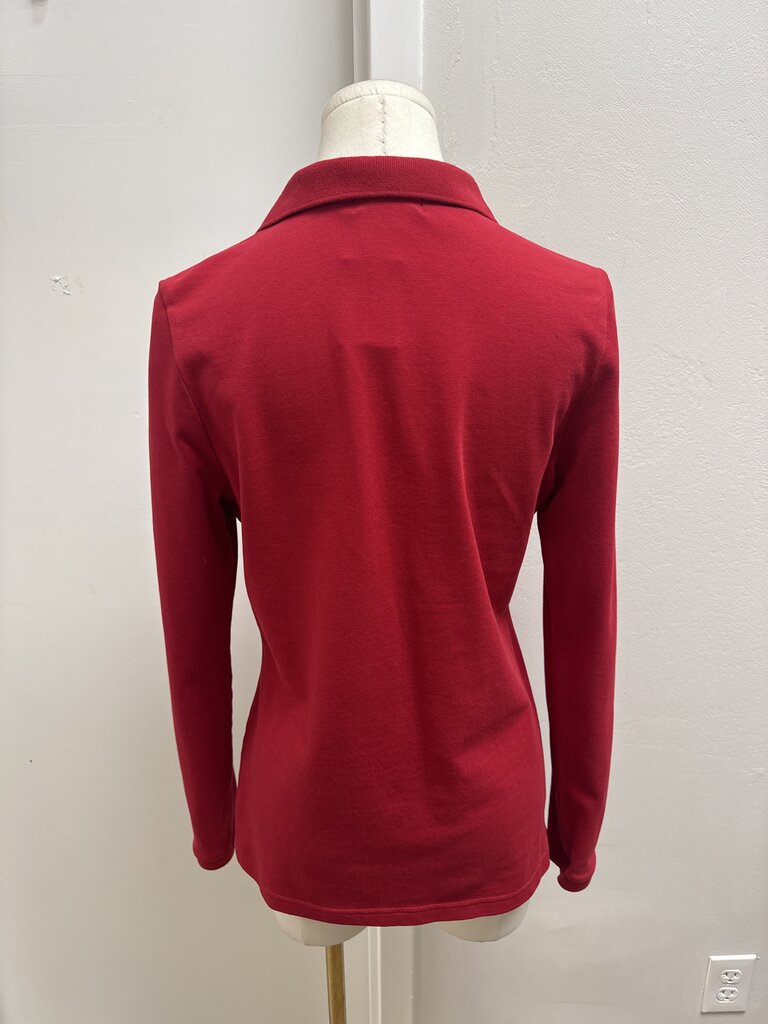 Burberry Red Long Sleeve Polo
