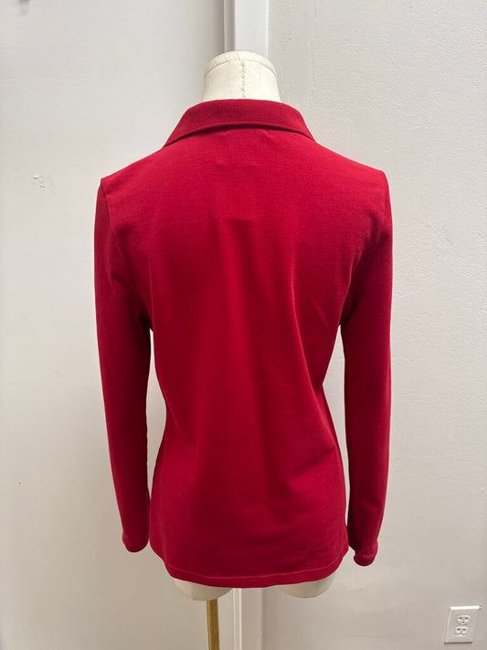 Burberry Red Long Sleeve Polo