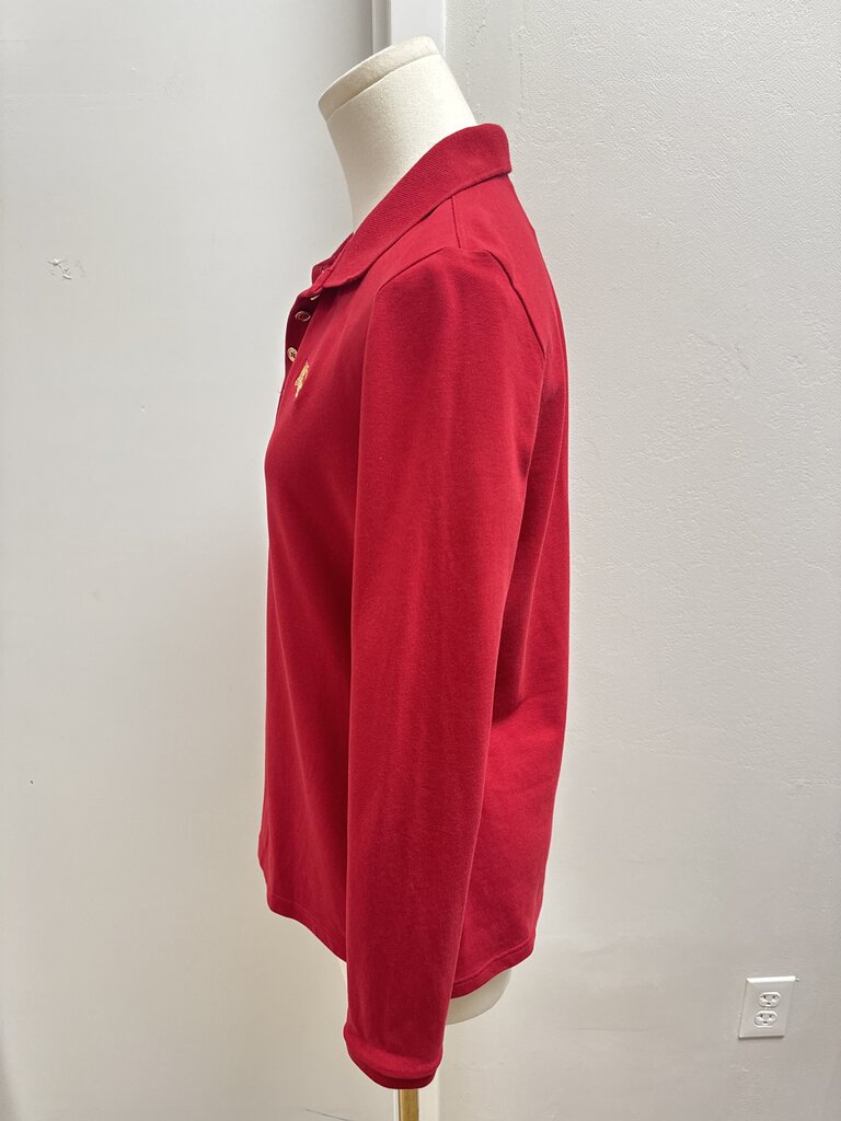 Burberry Red Long Sleeve Polo