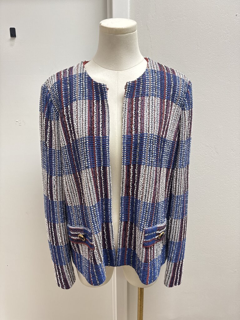 Misook Blue Plaid Tweed Jacket