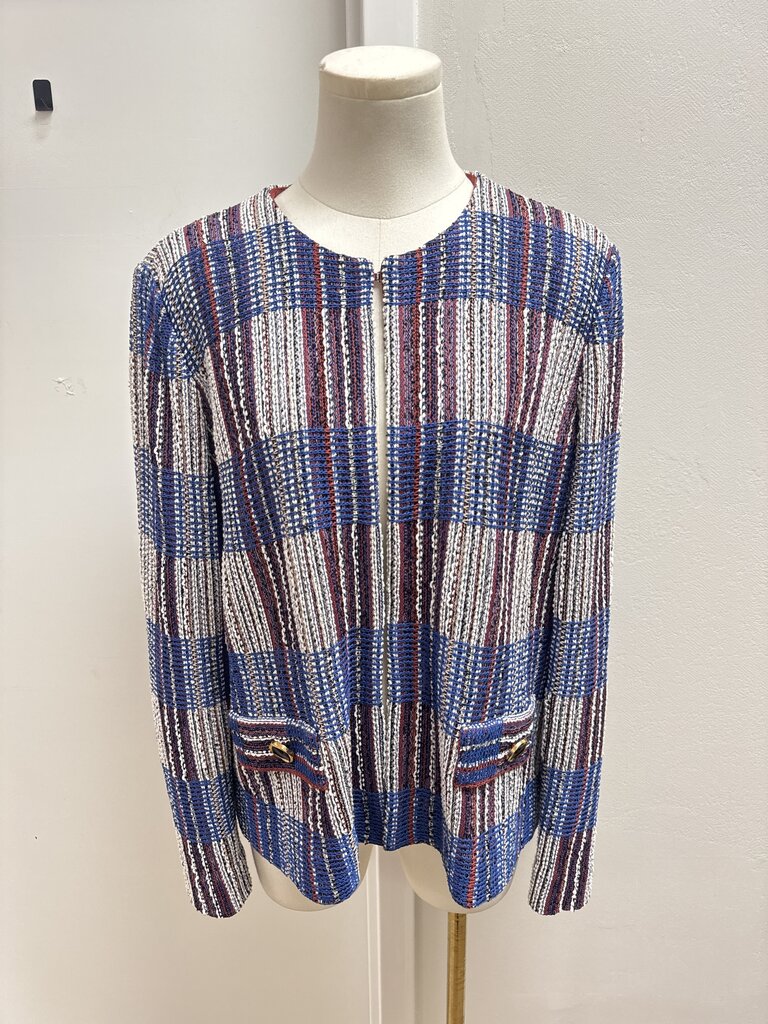 Misook Blue Plaid Tweed Jacket
