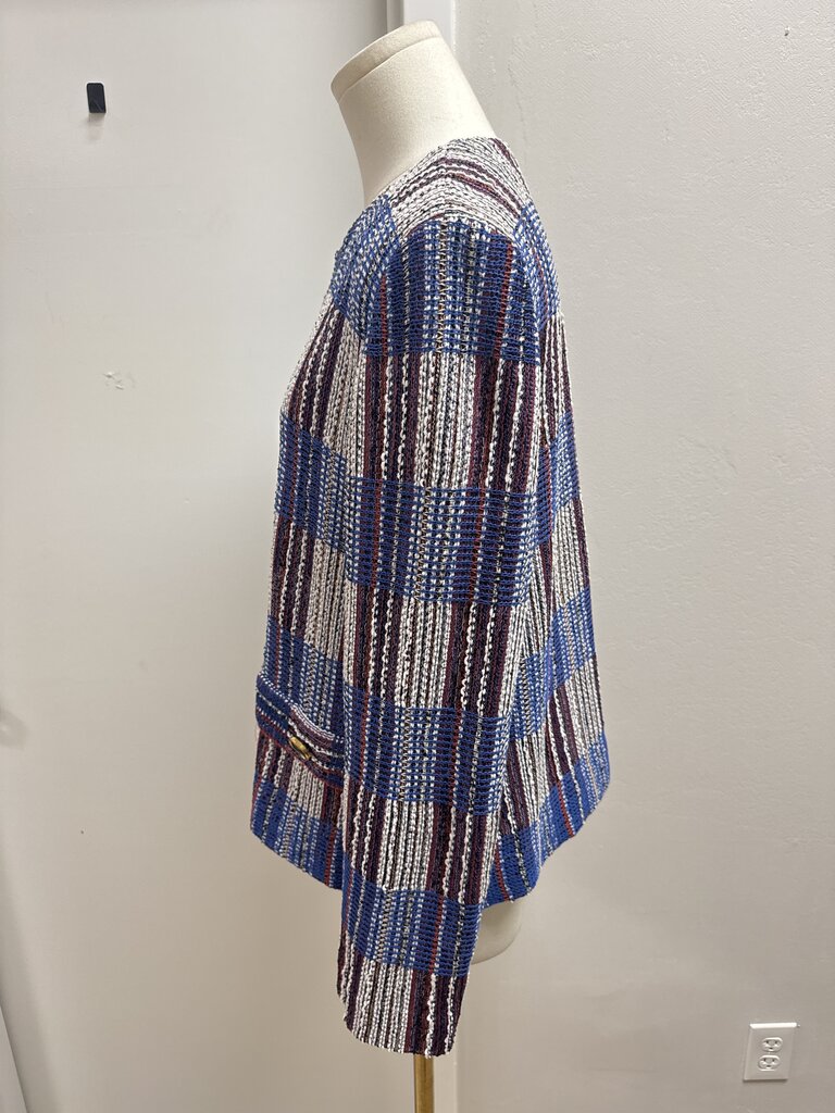 Misook Blue Plaid Tweed Jacket