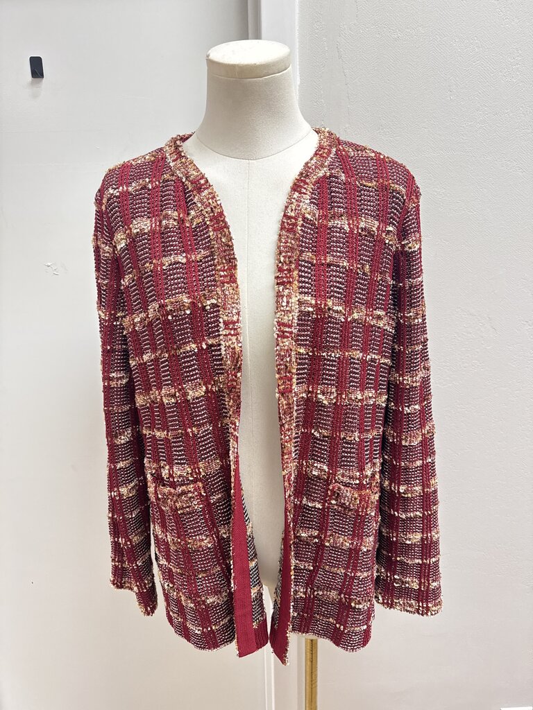 Misook Rust Plaid Tweed Jacket