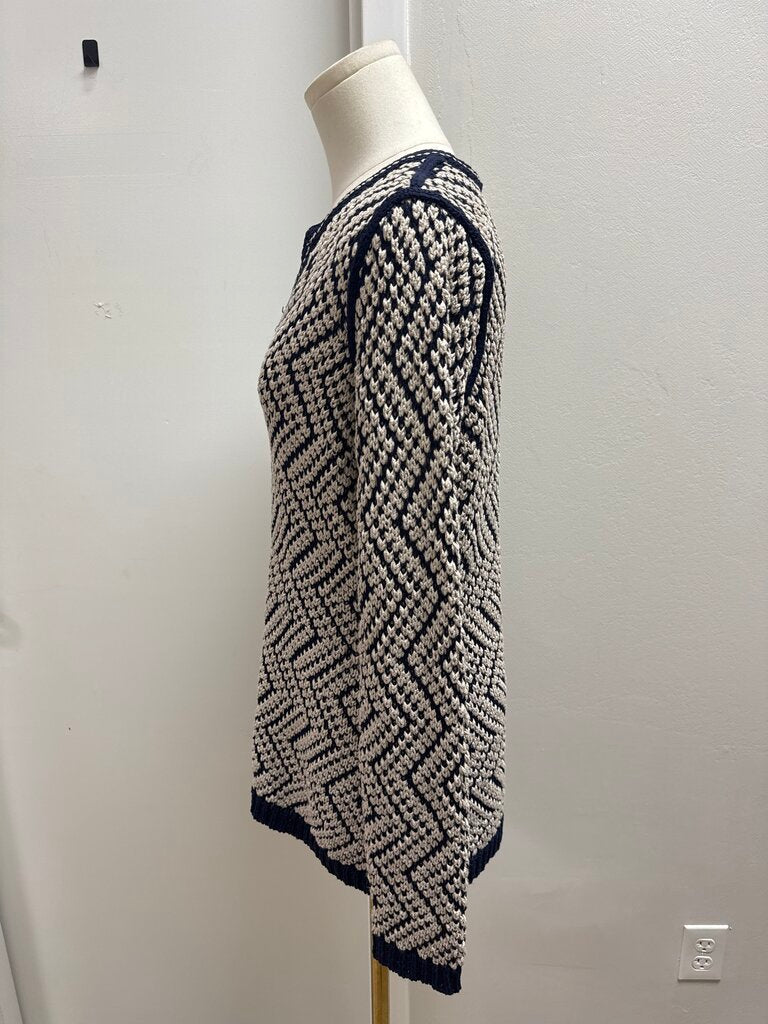 Tory Burch Tan and Blue Knit Sweater