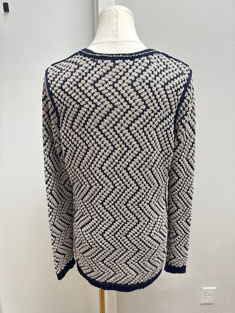 Tory Burch Tan and Blue Knit Sweater