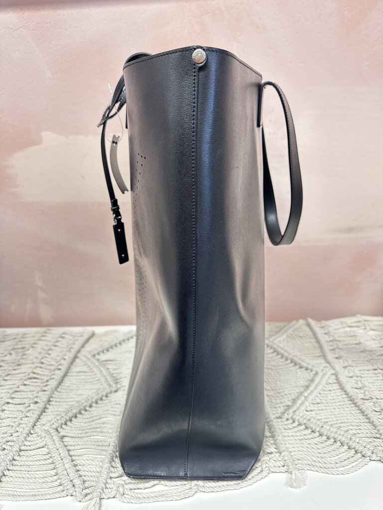 YSL Black North/South Perforated Shopping Tote w/Dustbag