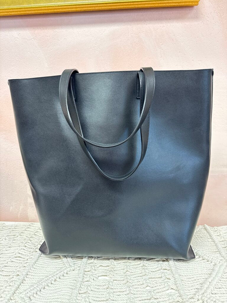 YSL Black North/South Perforated Shopping Tote w/Dustbag