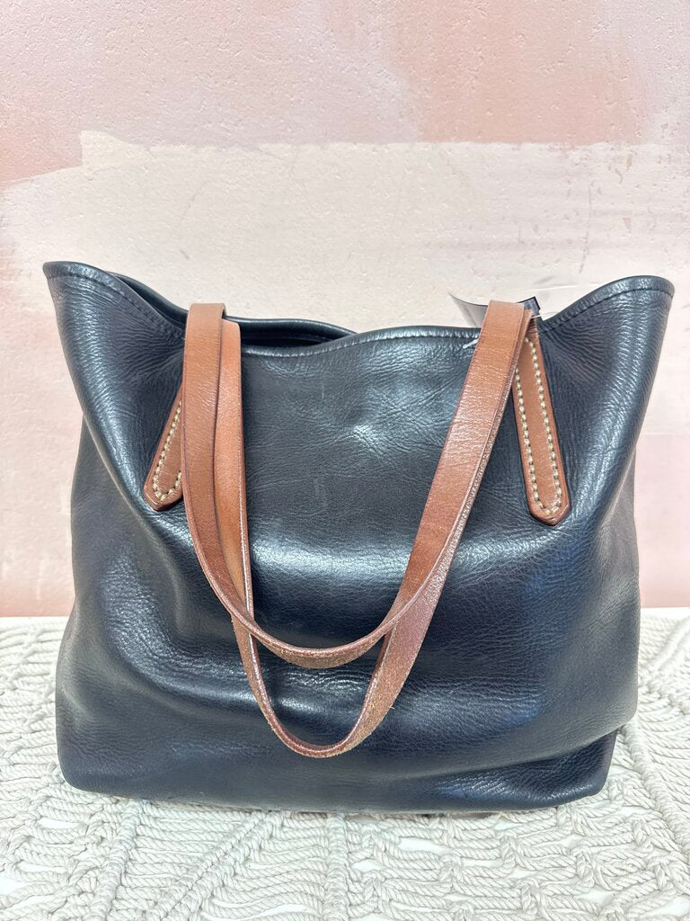 Fount Black Leather Tote