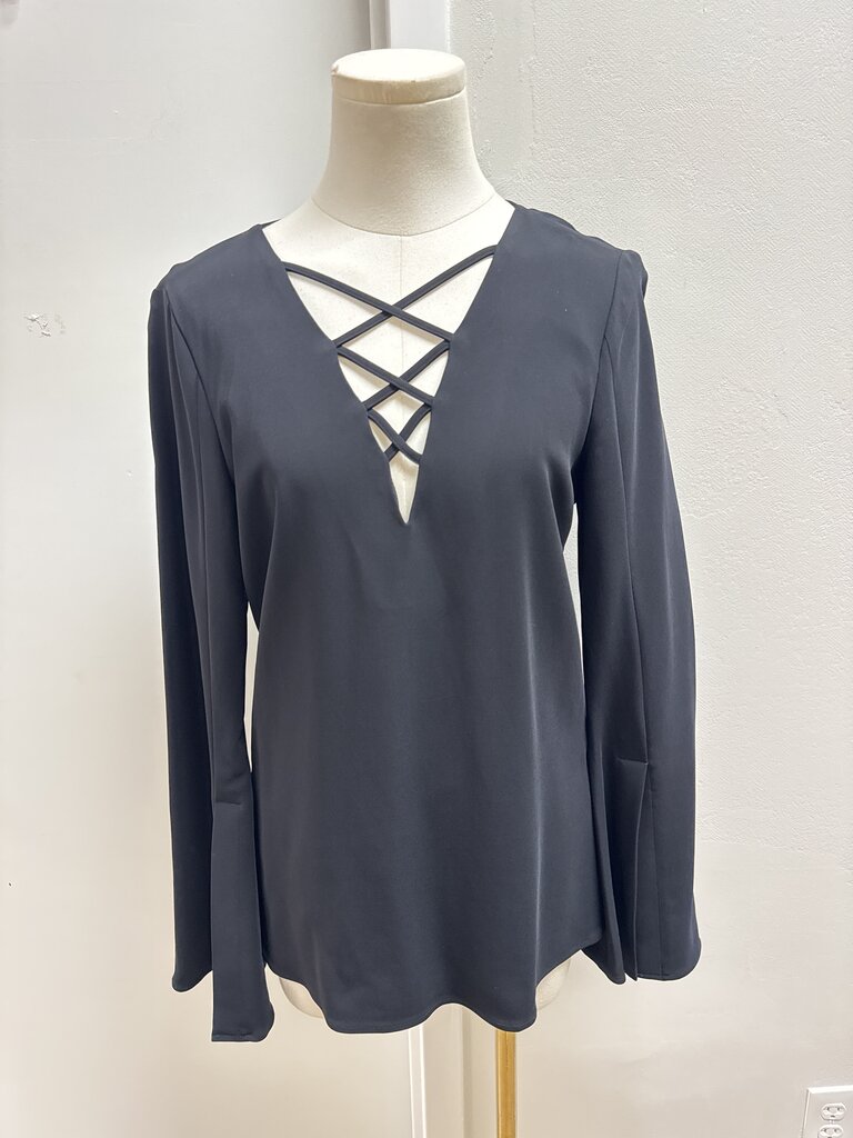 Ramy Brook Black Bell Sleeve Top NWT
