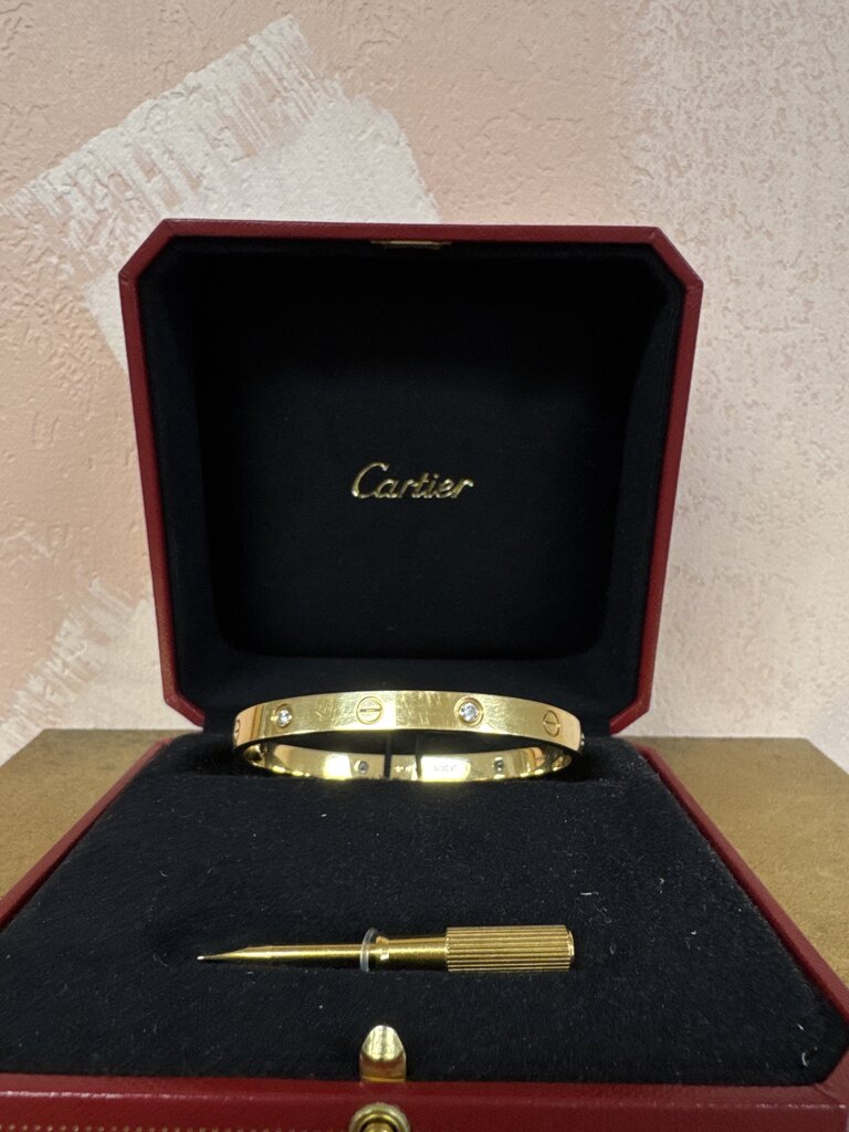 Cartier 18k and Diamond Love Bracelet w/Box (Retail $13,100)