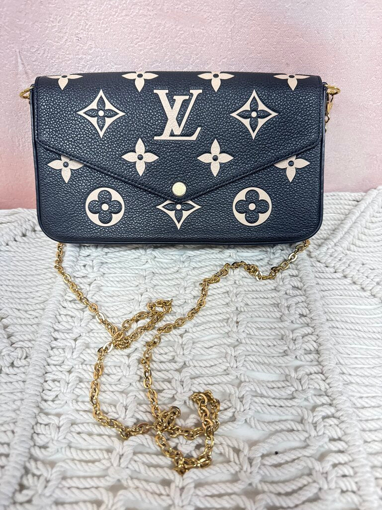 Louis Vuitton Bi-Color Black and Cream Giant Monogram Felicie Pochette Crossbody