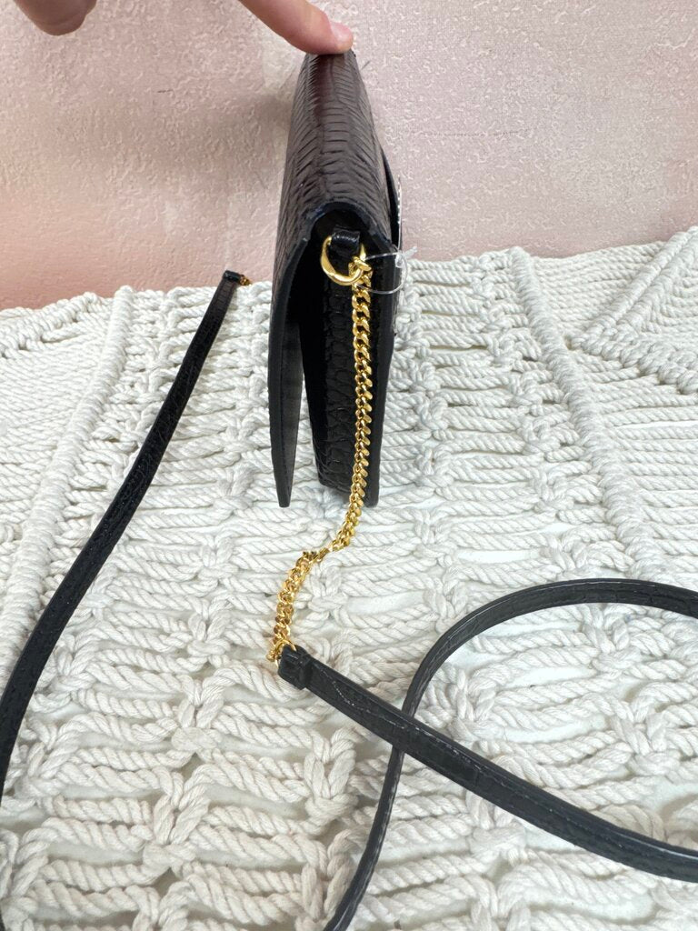 YSL Black Embossed Phone Holder w/Dust Bag