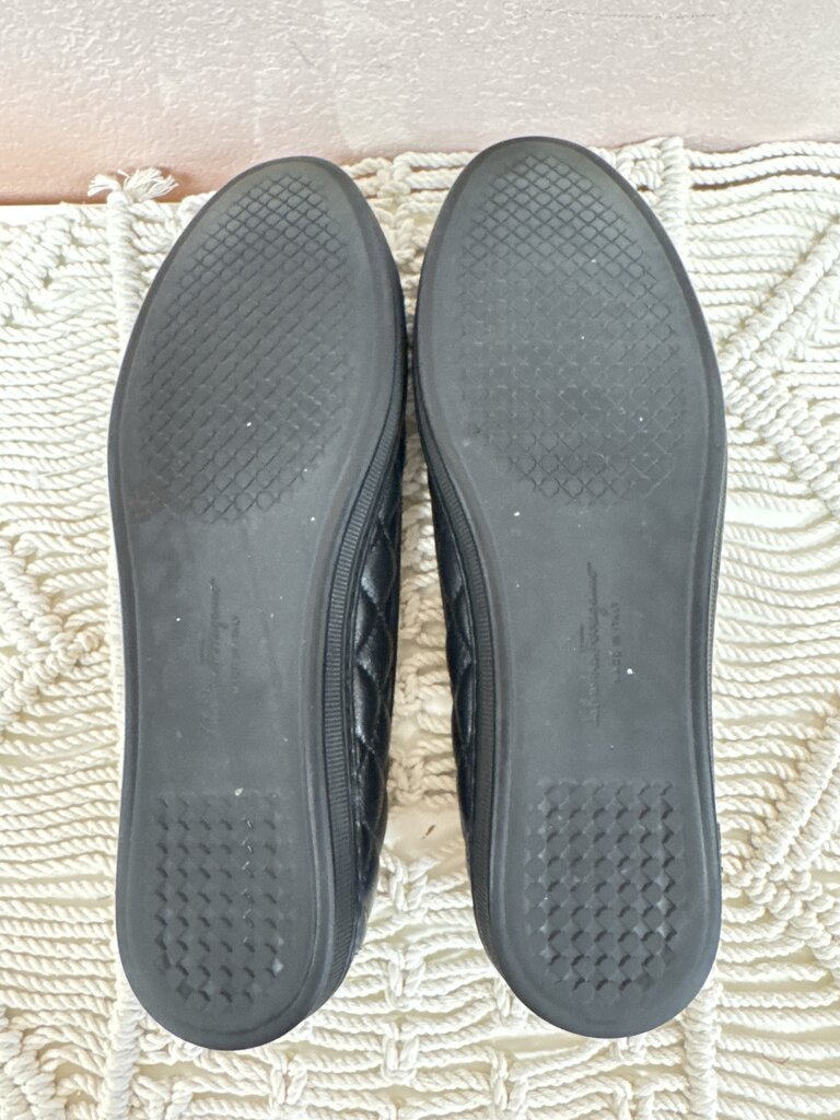 Ferragamo Black Quilted Ballet Flat w/Dustbag