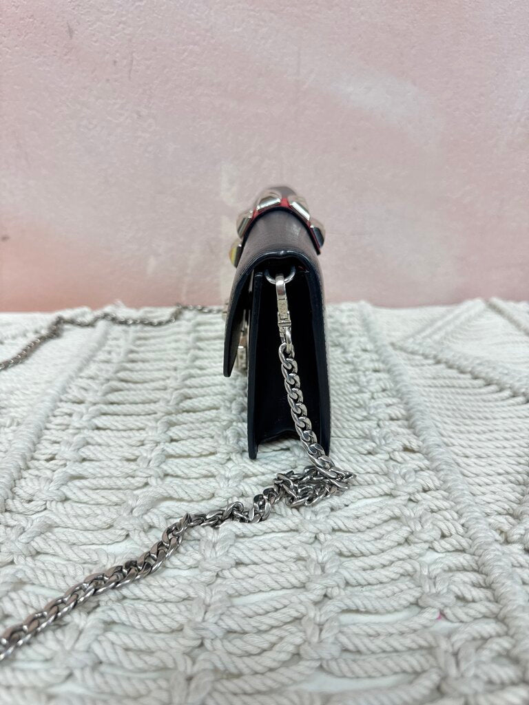 Prada Black Leather Elektra Wallet on a Chain