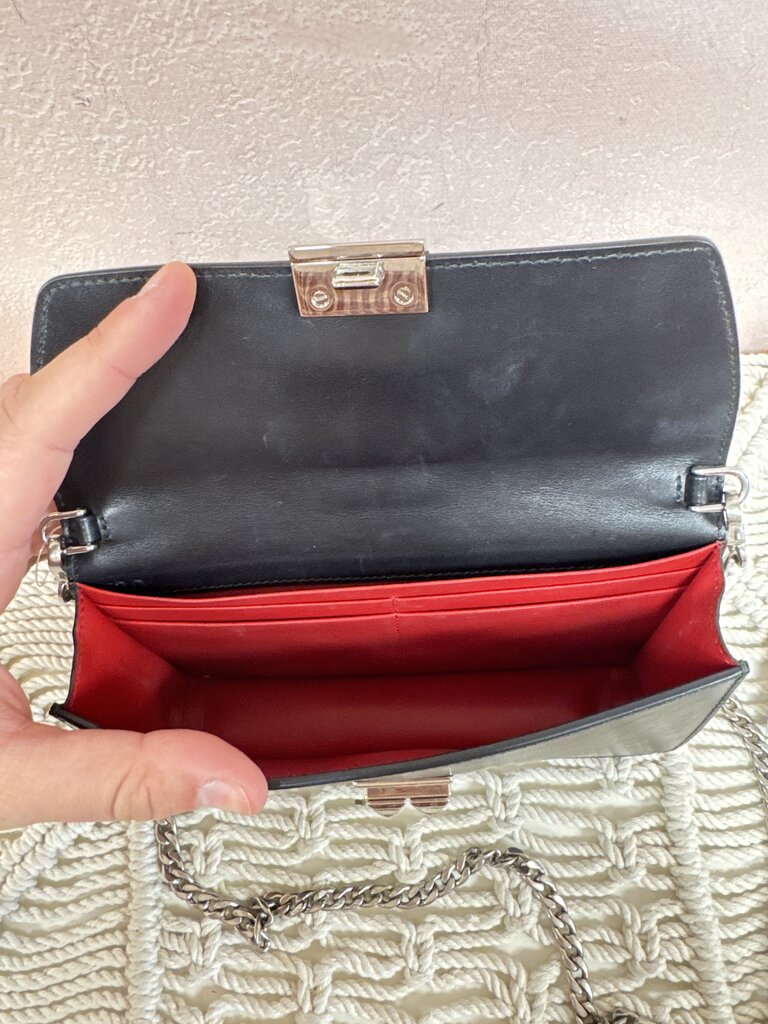 Prada Black Leather Elektra Wallet on a Chain