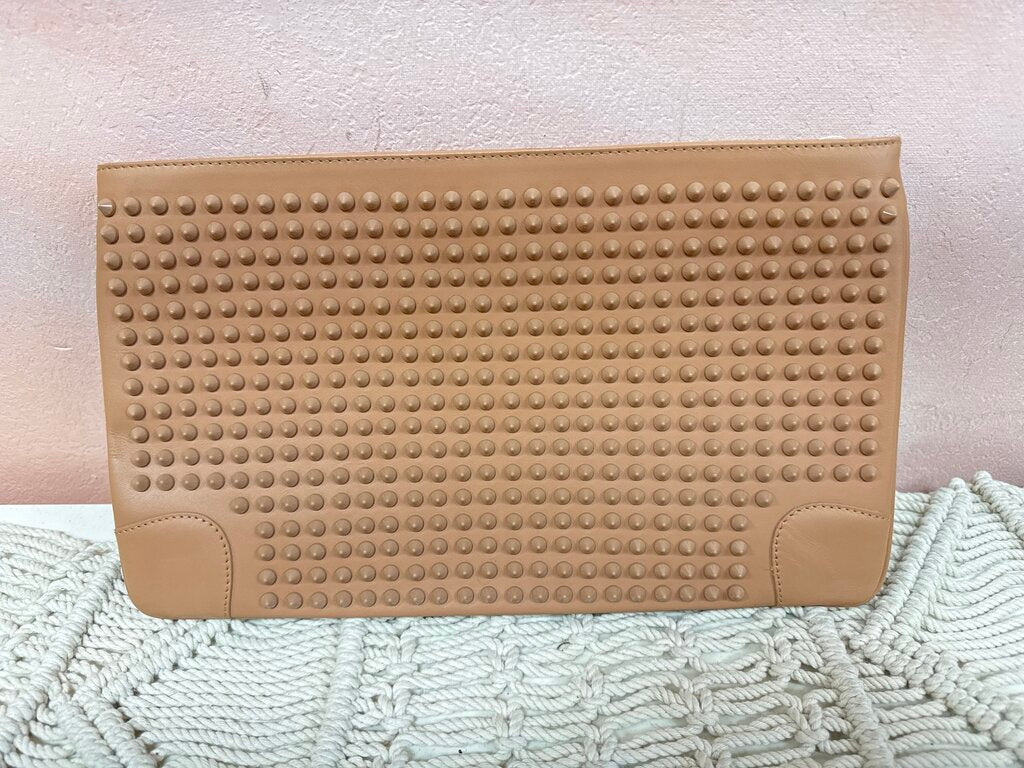 Louboutin Tan Rockstud Clutch