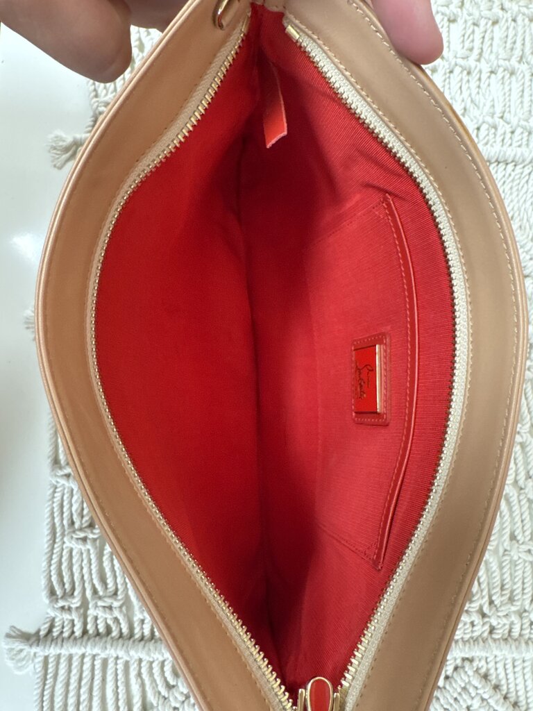 Louboutin Tan Rockstud Clutch