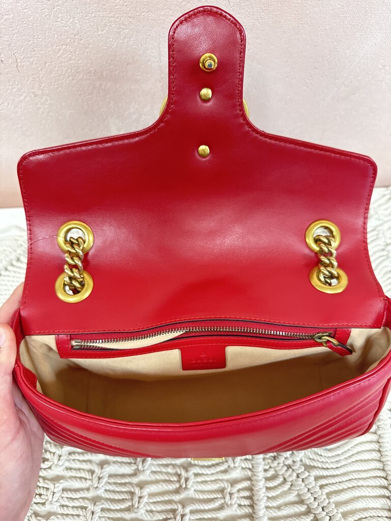 Gucci Hibiscus Marmont Chevron Shoulder Bag w/Dustbag