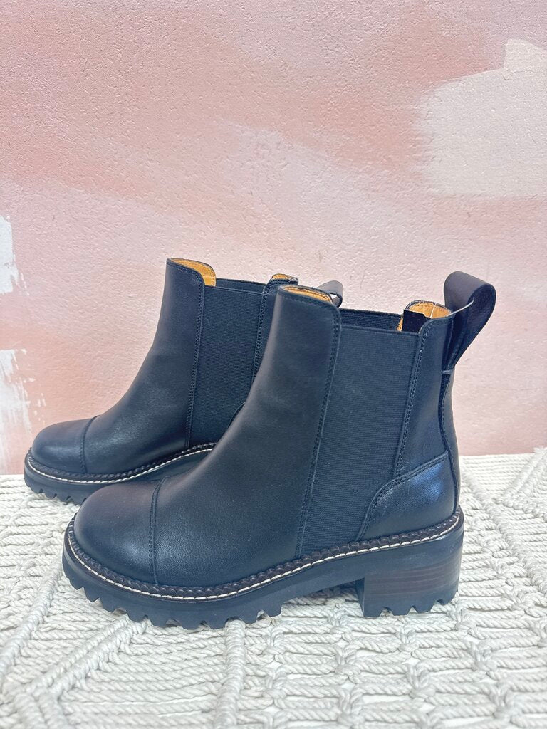 See by Chloe Black Chelsea Lug Sole Boot
