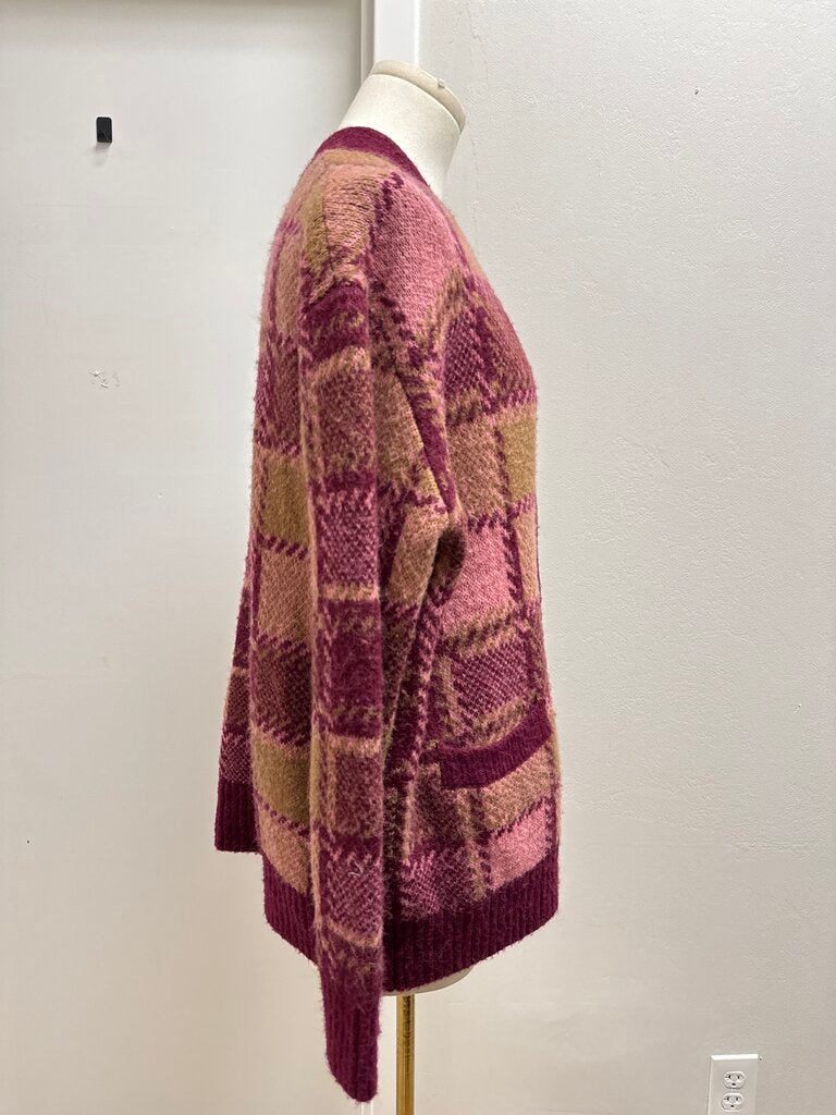 Re/Done Maroon Argyle Cardigan