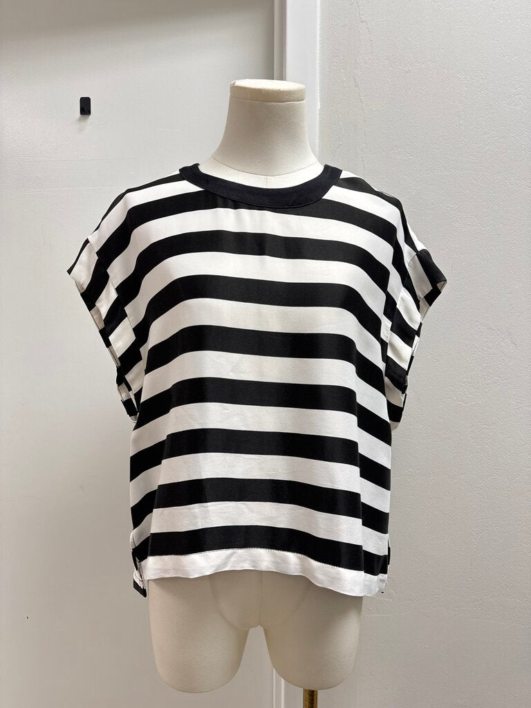 Maeve Black and White Striped Top