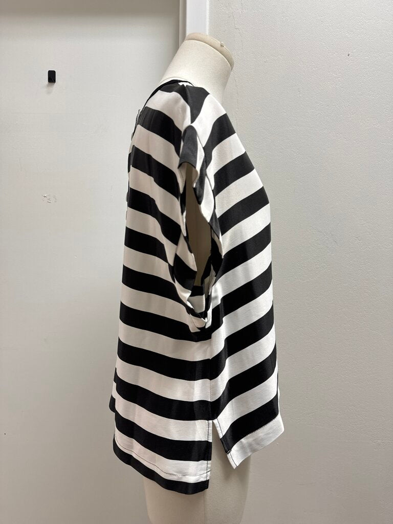 Maeve Black and White Striped Top