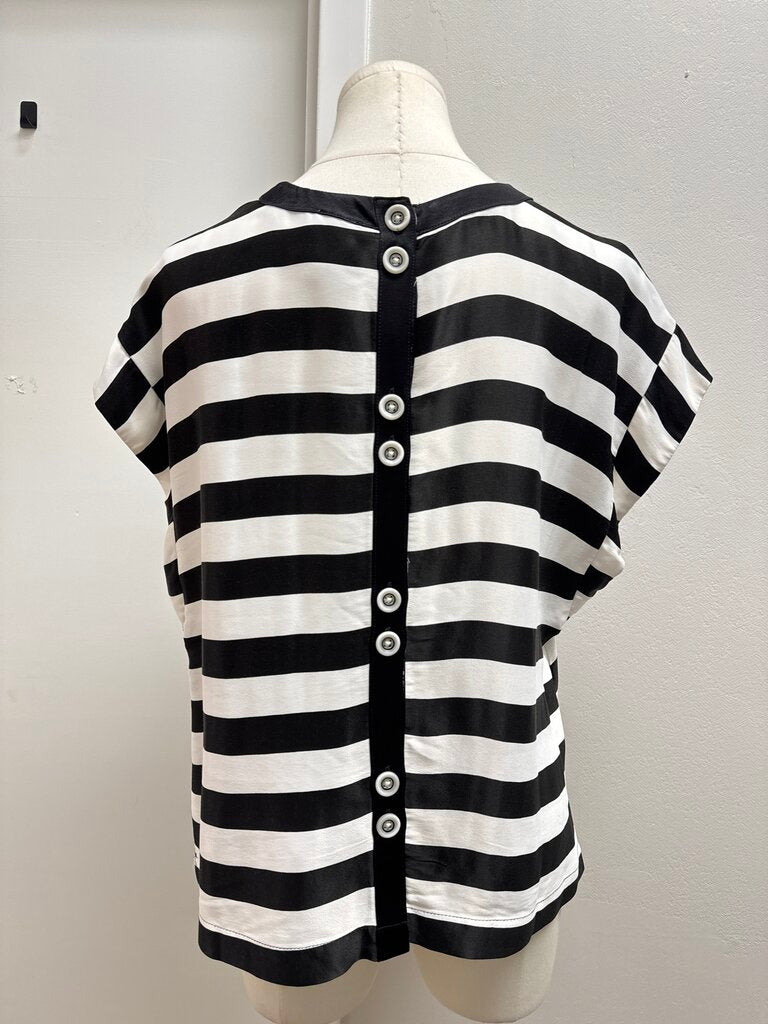 Maeve Black and White Striped Top