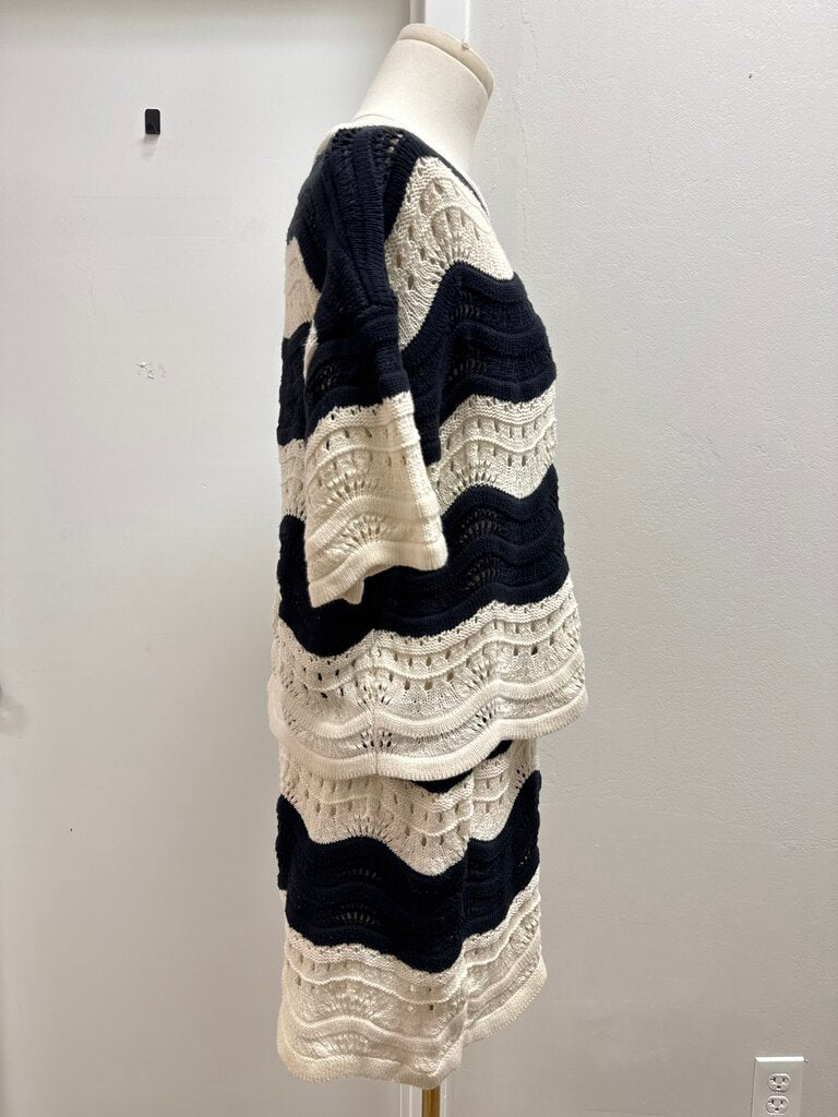 Anthro Black and Cream Knit Short Set