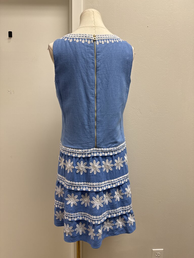 Sail to Sable French Blue Linen Embroidered Dress