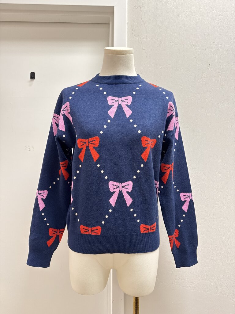 THML Blue Bow Print Sweater