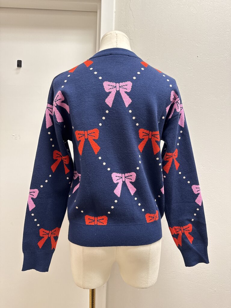 THML Blue Bow Print Sweater