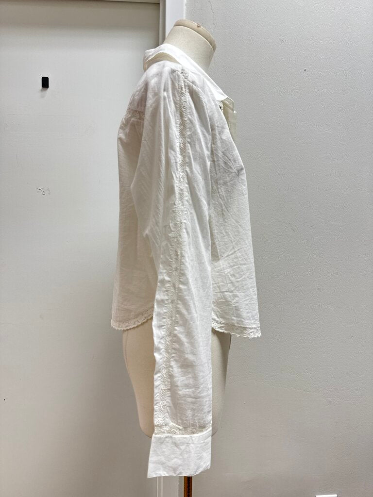 LoveShackFancy White Embellished Button Up NWT